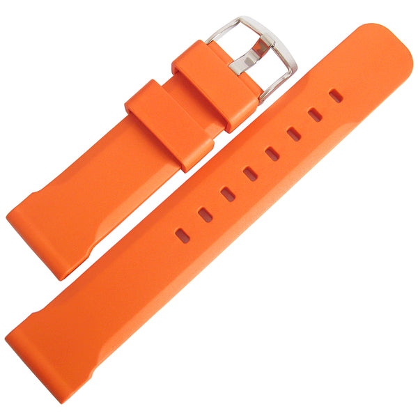 Bonetto Cinturini 317 Orange Rubber Watch Strap - Holben's Fine Watch Bands