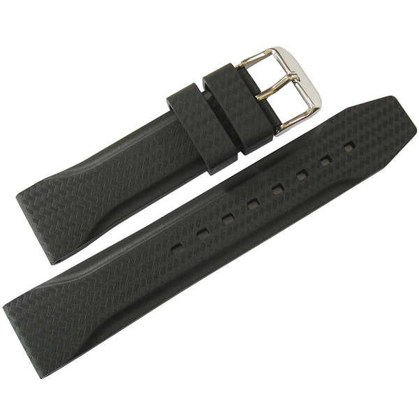 Bonetto Cinturini 324 Black Rubber Watch Strap - Holben's Fine Watch Bands