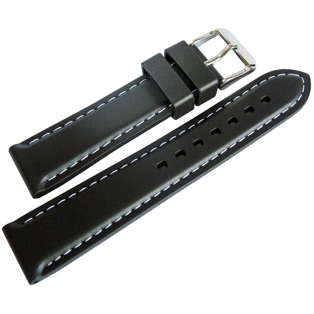 Bonetto Cinturini 325 Black Rubber Watch Strap - Holben's Fine Watch Bands