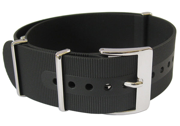 Bonetto Cinturini 328 Black Rubber Watch Strap - Holben's Fine Watch Bands