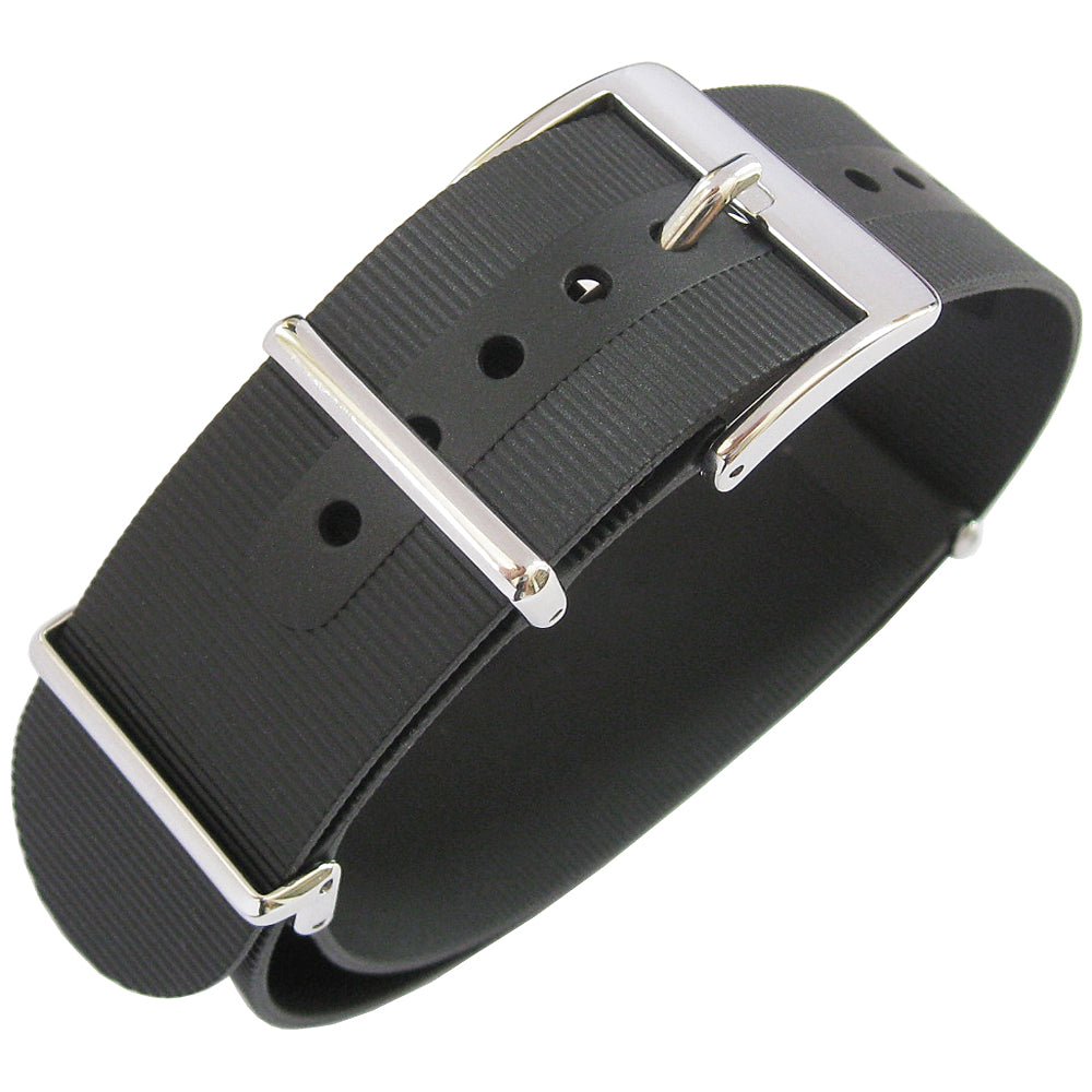 Bonetto Cinturini 328 Black Rubber Watch Strap - Holben's Fine Watch Bands