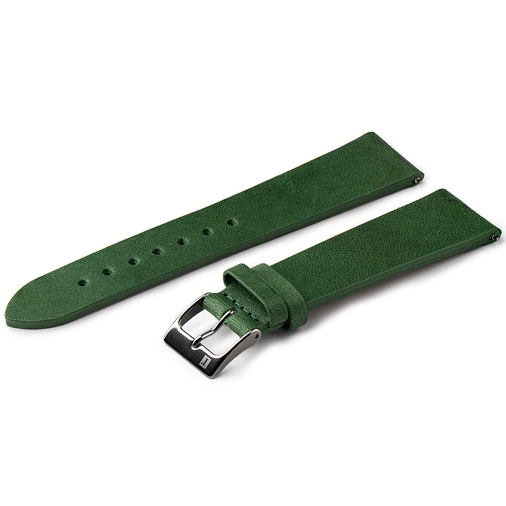 Watch strap Okinawa 18mm light green leather padded light stitching  MEYHOFER (width of buckle 18 mm)