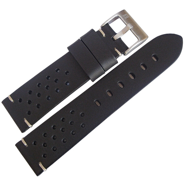 ColaReb Racing Black Leather Watch Strap - Holben's Fine Watch Bands