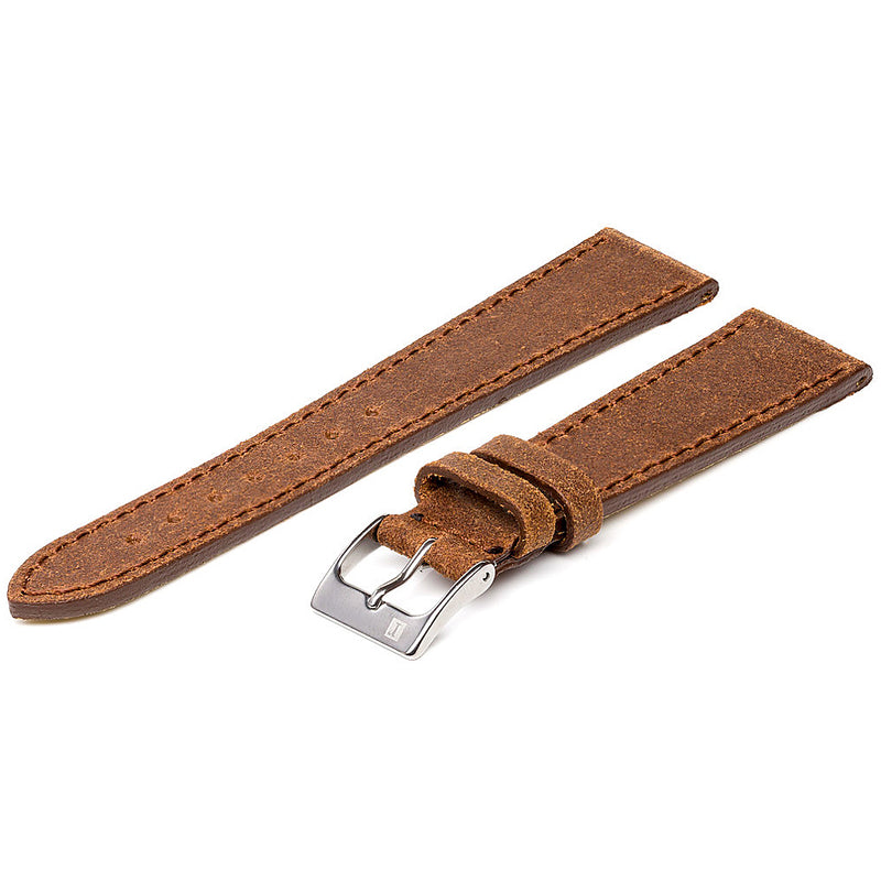 Meyhofer EASY-CLICK watch strap Stanley 18mm light brown saddle leather  smooth light stitching