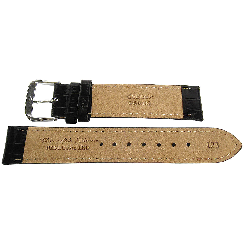 DeBeer Crocodile-Grain Black Leather Watch Strap | Holben's