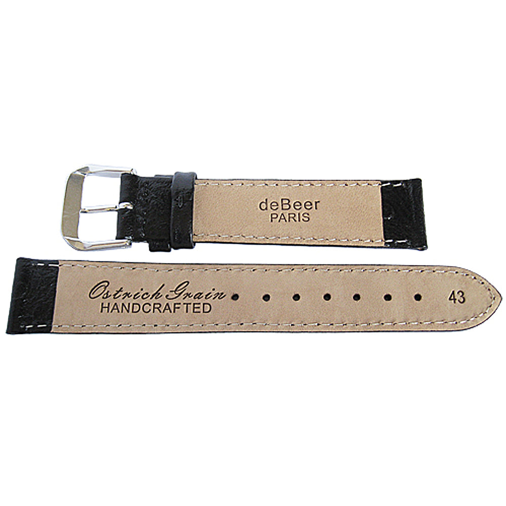 DeBeer Ostrich-Grain Leather Watch Strap Black-Holben's Fine Watch Bands