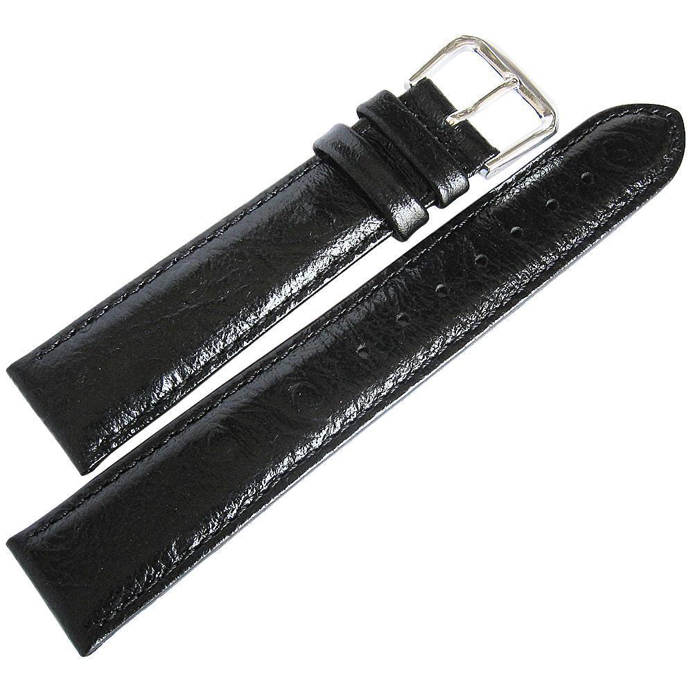 DeBeer Ostrich-Grain Leather Watch Strap Black-Holben's Fine Watch Bands