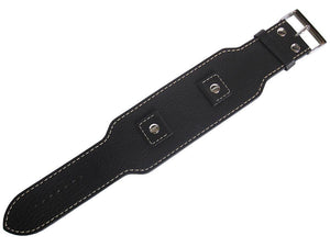 Black Leather Strap with Leather Woven Through - 3/4 inch (19mm) Wide,  U-shape #16LG Clips