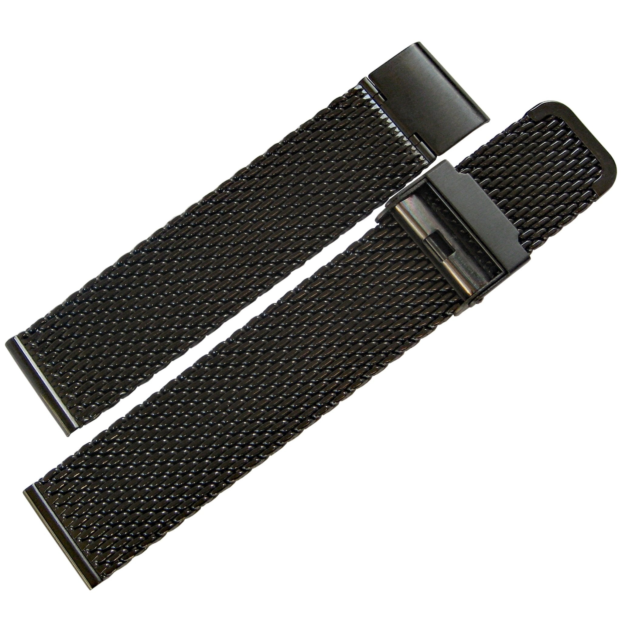 EULIT Stalux Black Stainless Steel Milanese Mesh Watch Band