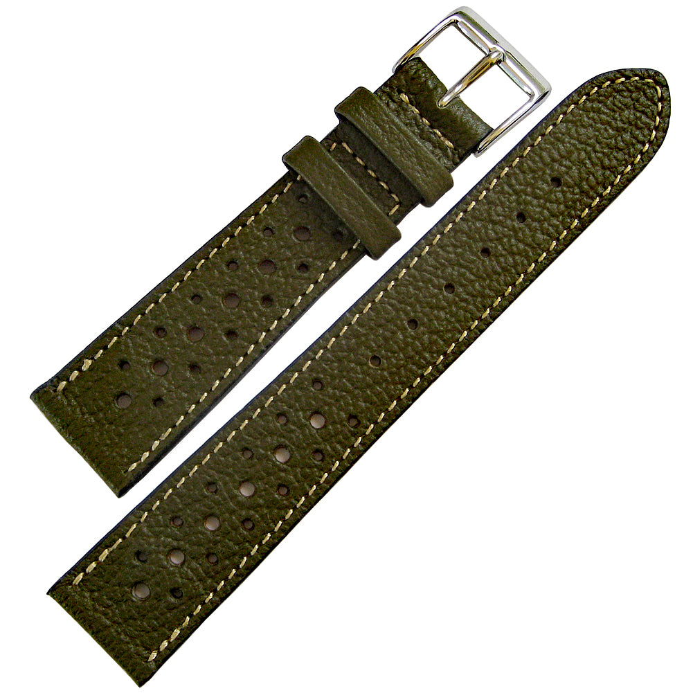 Watch strap Okinawa 18mm light green leather padded light stitching  MEYHOFER (width of buckle 18 mm)