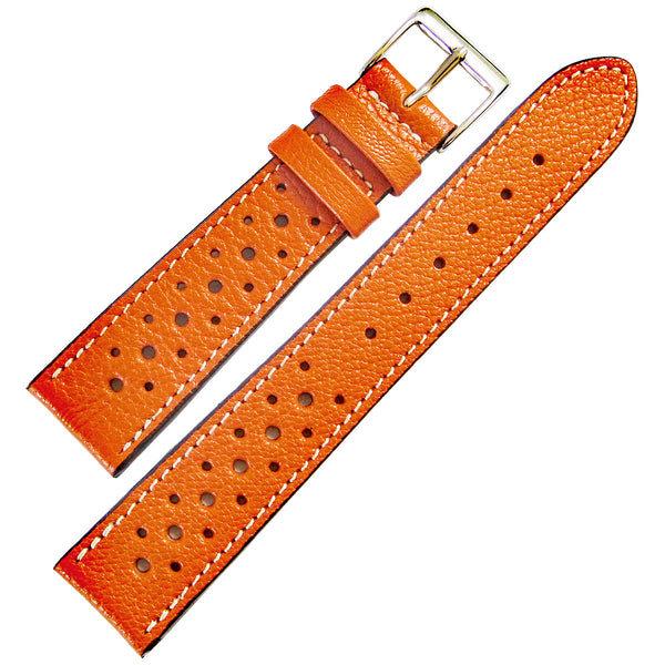 Fluco Biarritz Racing Orange Goatskin Leather Watch Strap | Holben