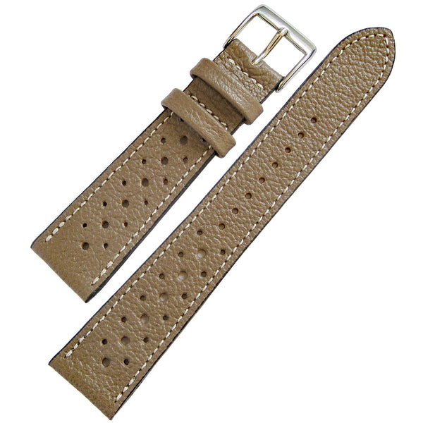 Fluco Biarritz Racing Taupe Goatskin Leather Watch Strap | Holben's