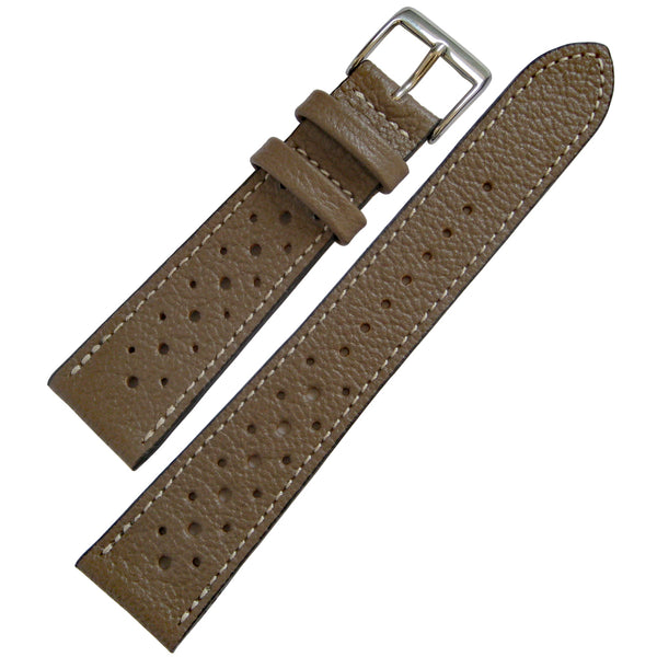 Fluco Biarritz Racing Taupe Goatskin Leather Watch Strap | Holben's