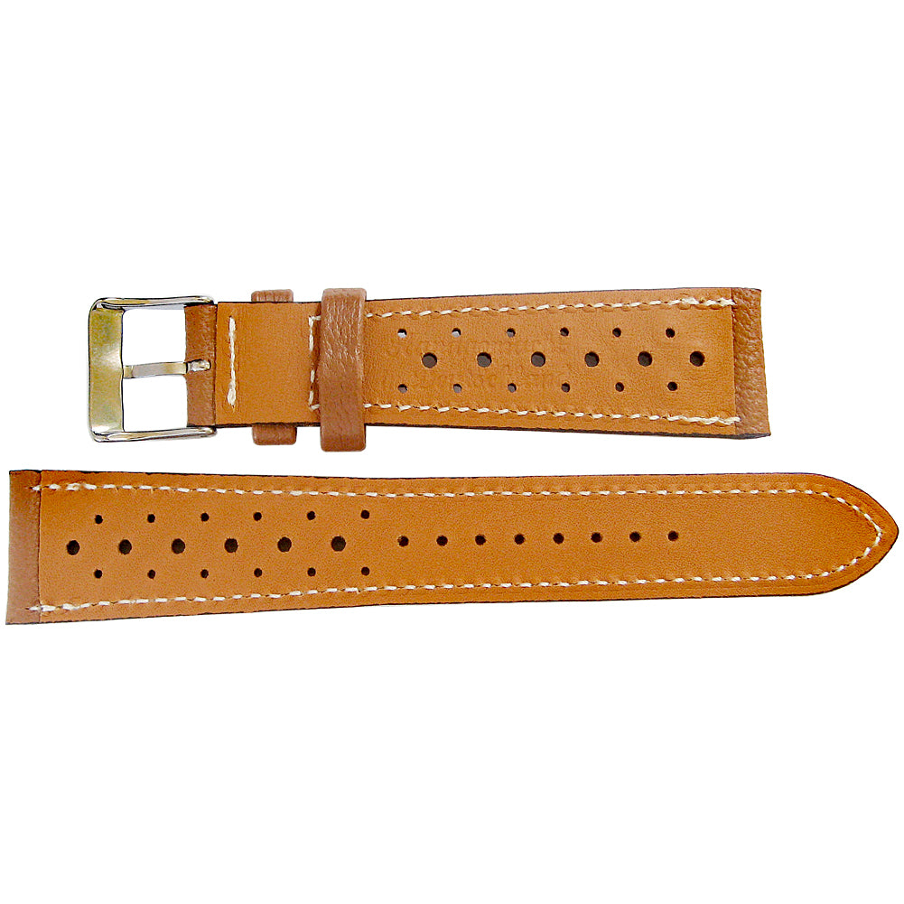Fluco Biarritz Racing Whiskey Goatskin Leather Watch Strap | Holben's