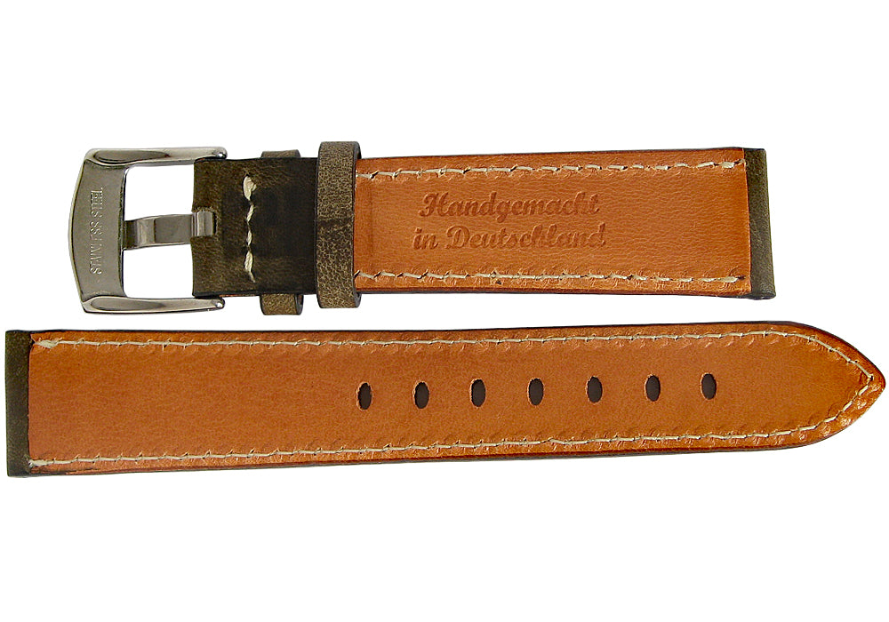 Fluco Casablanca Olive Leather Watch Strap - Holben's Fine Watch Bands
