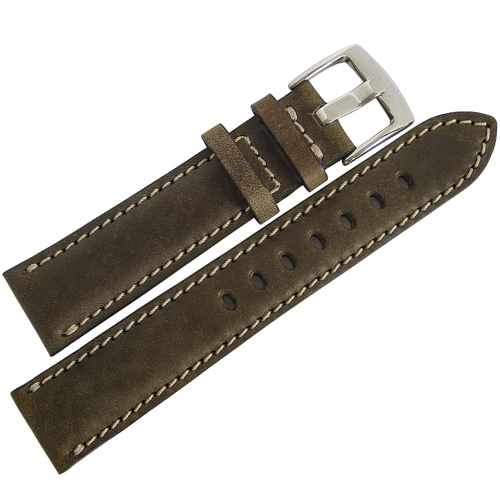 Fluco Casablanca Olive Leather Watch Strap - Holben's Fine Watch Bands