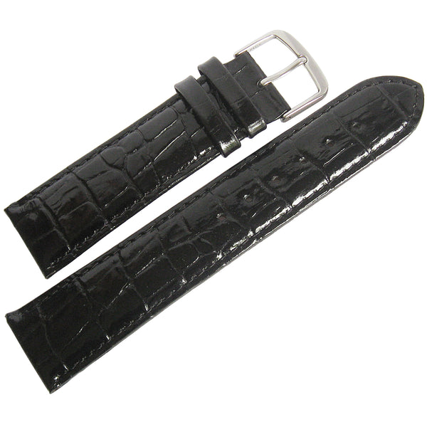 Fluco Chiara Crocodile Leather Watch Strap Black | Holben's Fine Watch Bands
