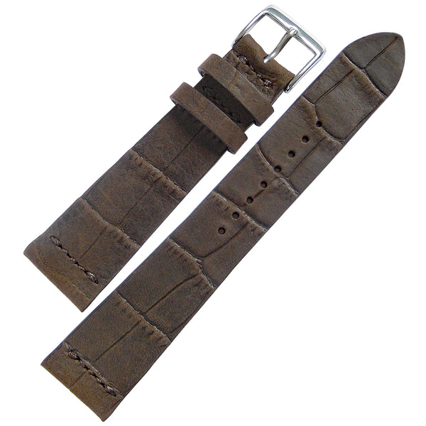 Fluco Dakkar Brown Crocodile-Grain Nubuck Leather Watch Strap | Holben's
