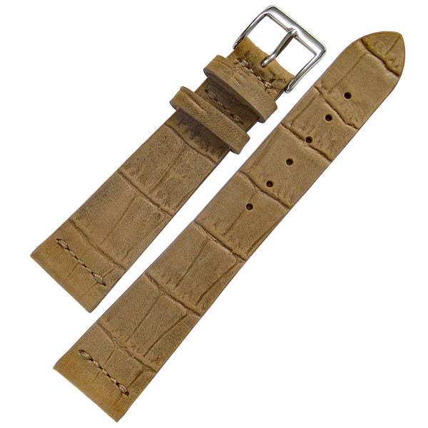 Fluco Dakkar Sand Crocodile-Grain Nubuck Leather Watch Strap | Holben's