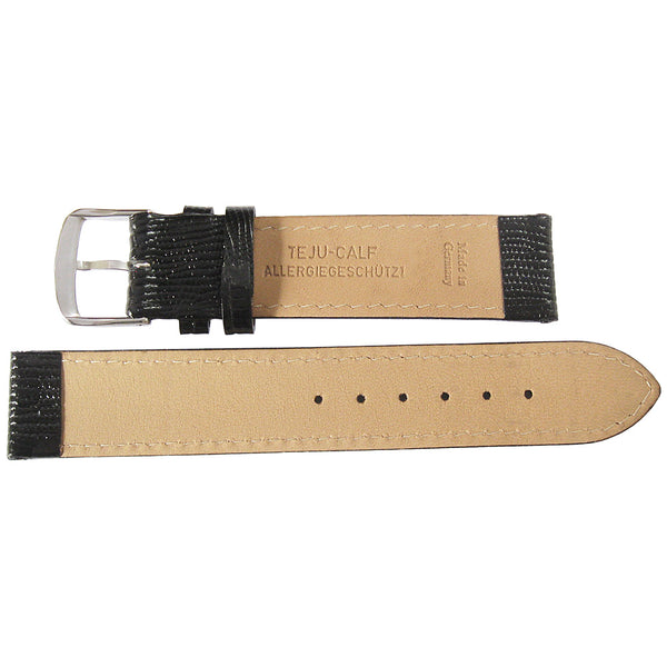 Fluco Emporio Teju Lizard-Grain Leather Watch Strap Black-Holben's Fine Watch Bands