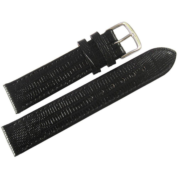 Fluco Emporio Teju Lizard-Grain Leather Watch Strap Black-Holben's Fine Watch Bands