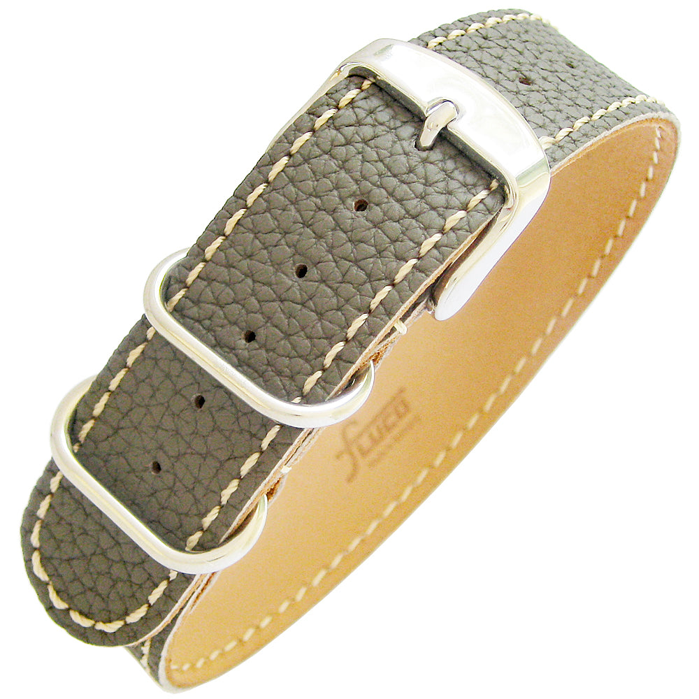 Fluco Finest Single Grey Leather Watch Strap - Holben's Fine Watch Bands