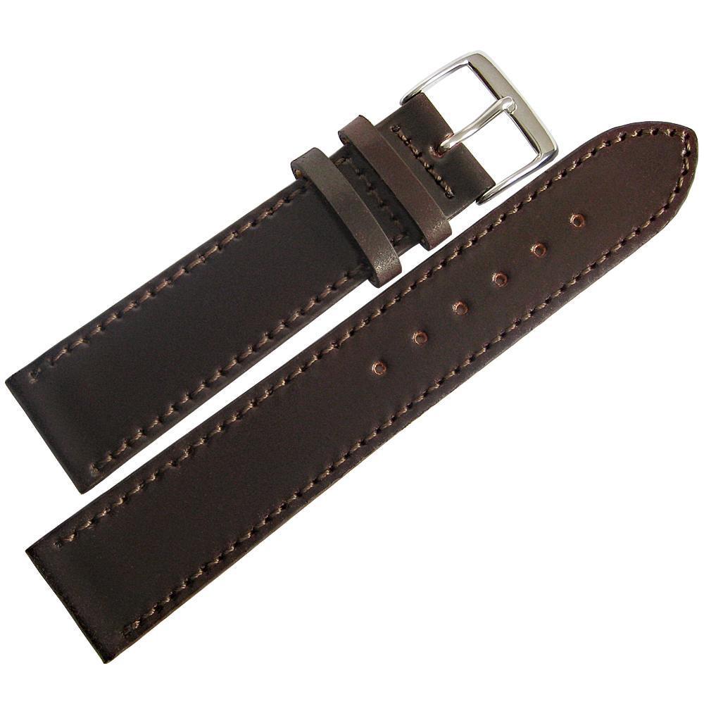Fluco Horween Shell Cordovan Leather Watch Strap Flat Brown-Holben's Fine Watch Bands