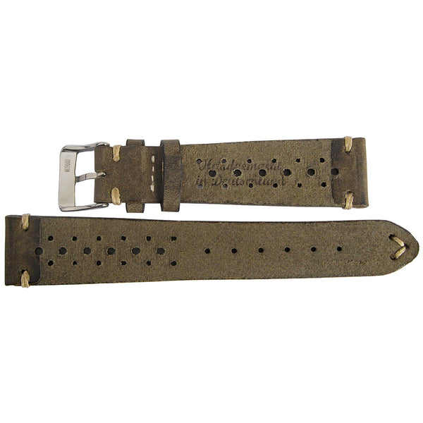 Fluco Hunter Racing Olive Leather Watch Strap - Holben's Fine Watch Bands