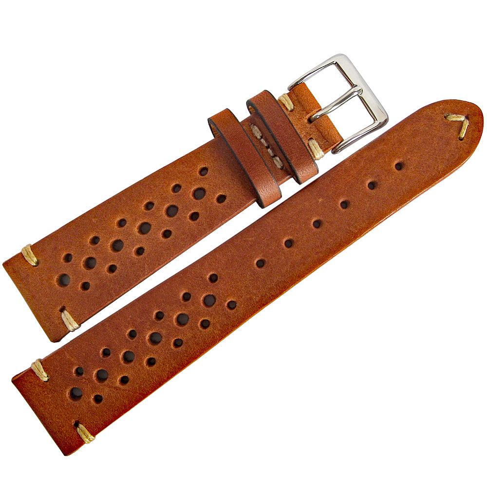 Fluco Hunter Racing Whiskey Leather Watch Strap - Holben's Fine Watch Bands