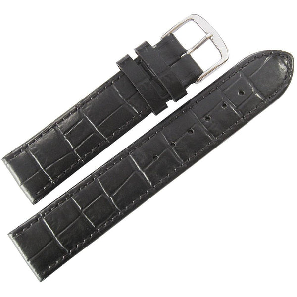 Fluco Kroco Crocodile-Grain Leather Watch Strap Black-Holben's Fine Watch Bands