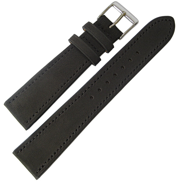 Fluco Mountain Bear Black Nubuck Leather Watch Strap - Holben's Fine Watch Bands