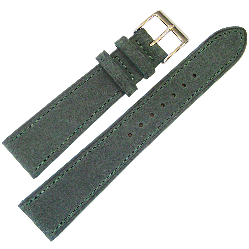 Fluco Mountain Bear Forest Green Nubuck Leather Watch Strap - Holben's Fine Watch Bands