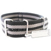 Fluco Two-Piece Black Grey Stripe Nylon Watch Strap - Holben's Fine Watch Bands