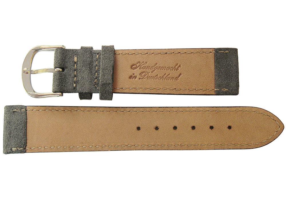 Fluco Nizza Anthracite Grey Suede Leather Watch Strap - Holben's Fine Watch Bands
