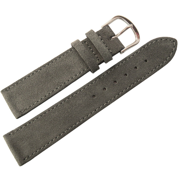 Fluco Nizza Anthracite Grey Suede Leather Watch Strap - Holben's Fine Watch Bands