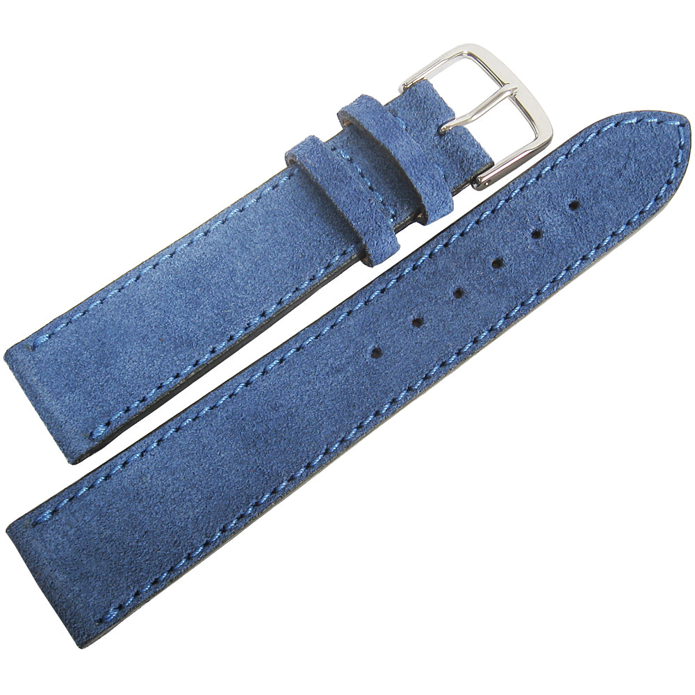 Fluco Nizza Azure Blue Suede Leather Watch Strap - Holben's Fine Watch Bands