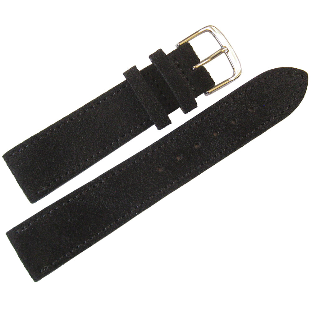Fluco Nizza Black Suede Leather Watch Strap - Holben's Fine Watch Bands