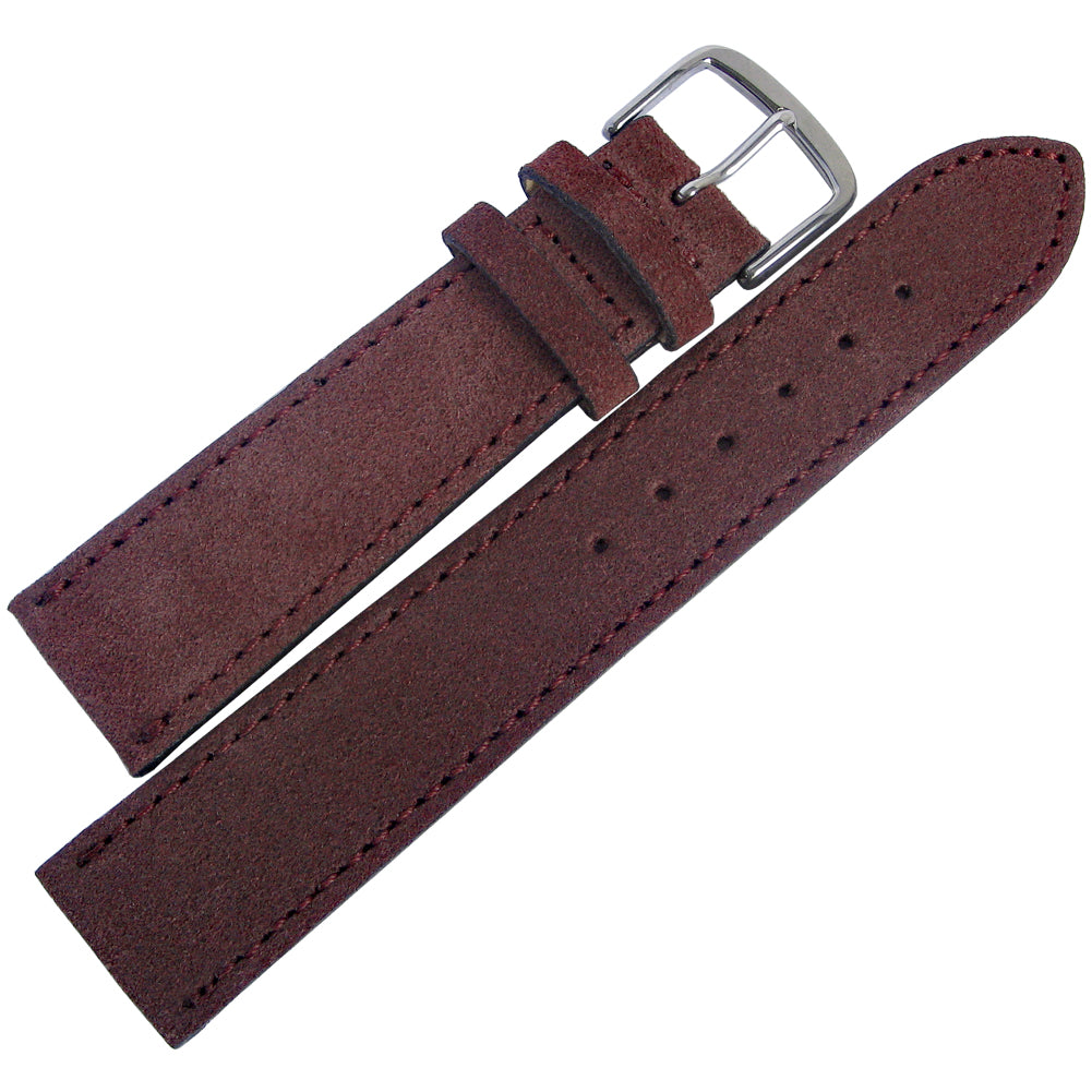 Fluco Nizza Bordeaux Suede Leather Watch Strap - Holben's Fine Watch Bands