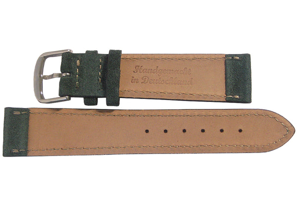 Fluco Nizza Forest Green Suede Leather Watch Strap - Holben's Fine Watch Bands