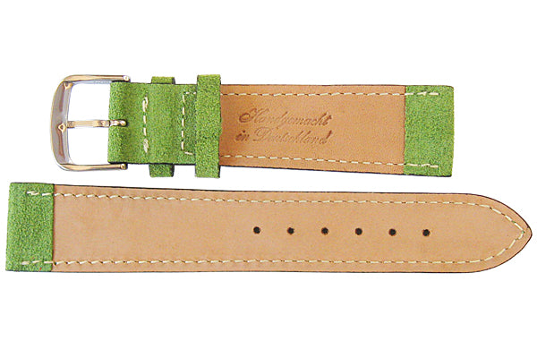 Fluco Nizza Kermit Green Suede Leather Watch Strap - Holben's Fine Watch Bands