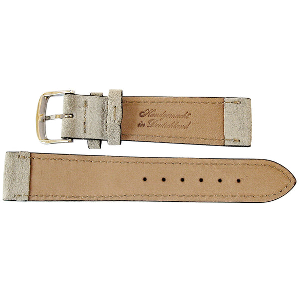 Fluco Nizza Light Grey Suede Leather Watch Strap - Holben's Fine Watch Bands