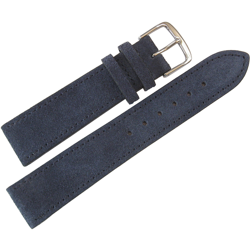 Fluco Nizza Navy Blue Suede Leather Watch Strap - Holben's Fine Watch Bands