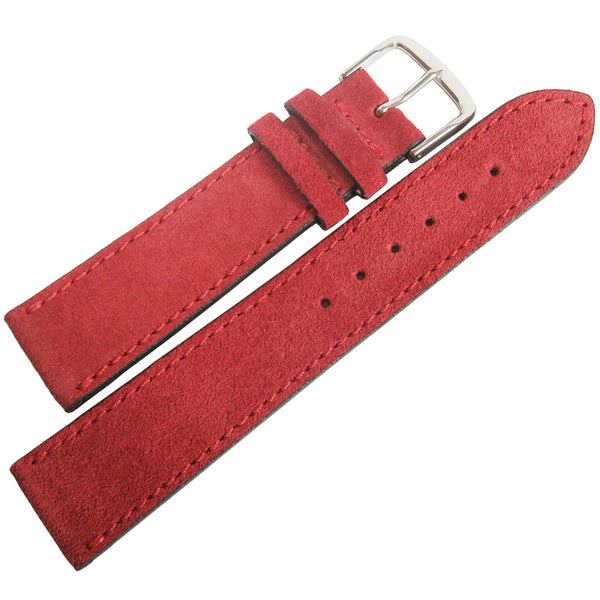 Fluco Nizza Red Suede Leather Watch Strap - Holben's Fine Watch Bands