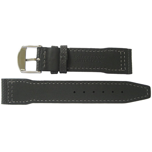 Fluco Pilot Black Quick-Release Leather Watch Band Strap