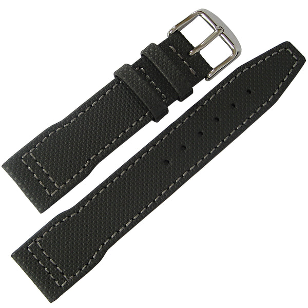 Fluco Pilot Black Leather Watch Strap - Holben's Fine Watch Bands