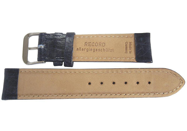 Fluco Record Buffalo-Grain Leather Watch Strap Blue-Holben's Fine Watch Bands