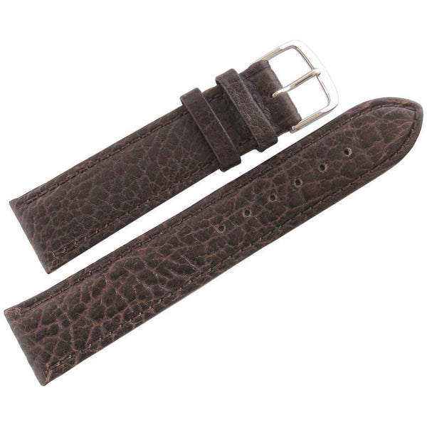 Fluco Record Buffalo-Grain Leather Watch Strap Brown-Holben's Fine Watch Bands