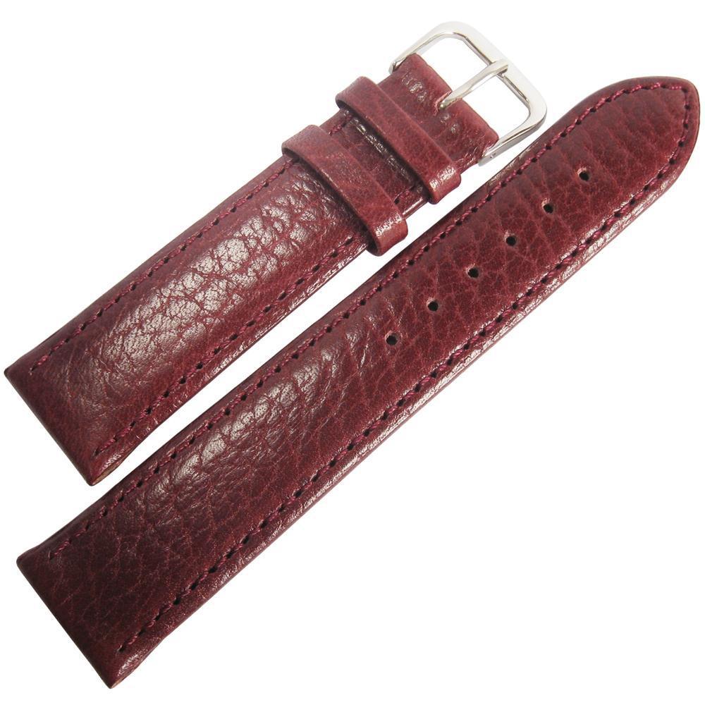 Fluco Record Buffalo-Grain Leather Watch Strap Burgundy-Holben's Fine Watch Bands