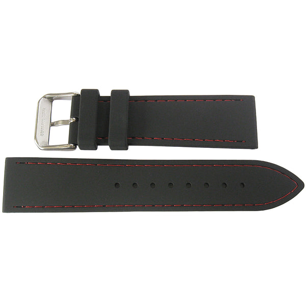 Fluco Tropic Silicone Rubber Watch Strap Black Red-Stitch-Holben's Fine Watch Bands
