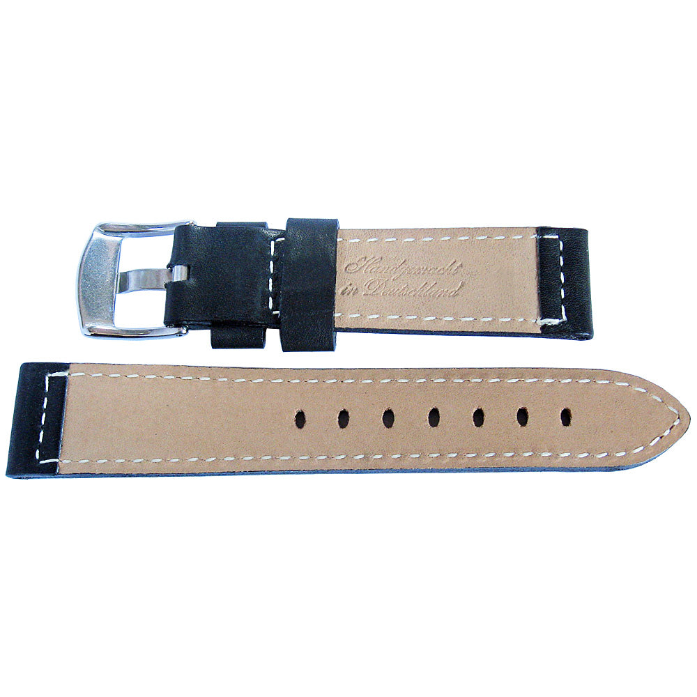 Fluco Snow Calf Black Leather Watch Strap-Holben's Fine Watch Bands